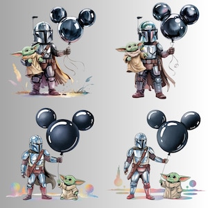Star Wars Balloon PNG Bundle, Star Wars Birthday Digital Download, Darth Vader Grogu Balloons, Mickey Ears PNG Sublimation,Star Wars Baloons