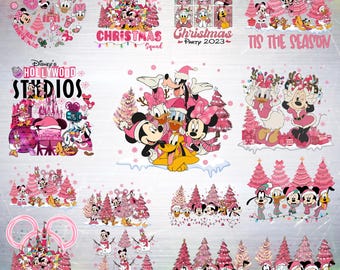 Disney Christmas Clipart Bundle Holiday Mickey Minnie PNG Set Characters Designs