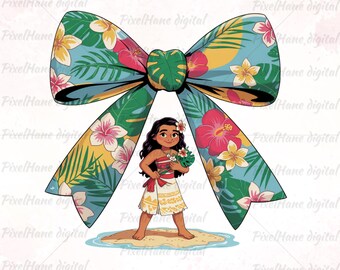 Moana Tropical Bow PNG: Island Princess Clipart (Digital Download)