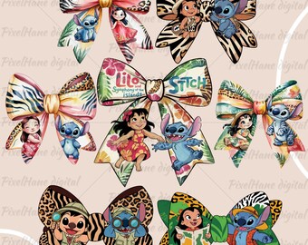 Lilo and Stitch Safari Bow PNG Bundle (Digital Download)