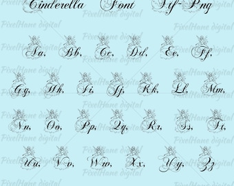 Princess Doodle Font: Alphabet Letters SVG, TTF (Digital Download)