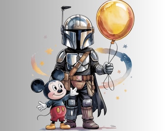 Mandalorian Ballon PNG Bundle, Star Wars Geburtstag Digitaler Download, Darth Vader Grogu Ballons, Micky Ohren PNG, Mickey Star Wars, Geburtstag