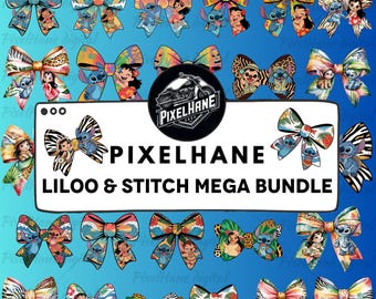 Lilo & Stitch Bow PNG Bundle – Kids Sublimation Design (Digital Download)