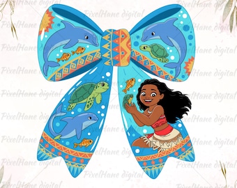 Moana Bow PNG: Island Girl Cartoon Art (Digital Download)