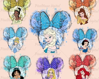Princess Minnie Bow PNG, Magic Kingdom, Disney Castle Clipart, Mouse Ear Sublimation, Cute Princess Digital Download, Instant Download