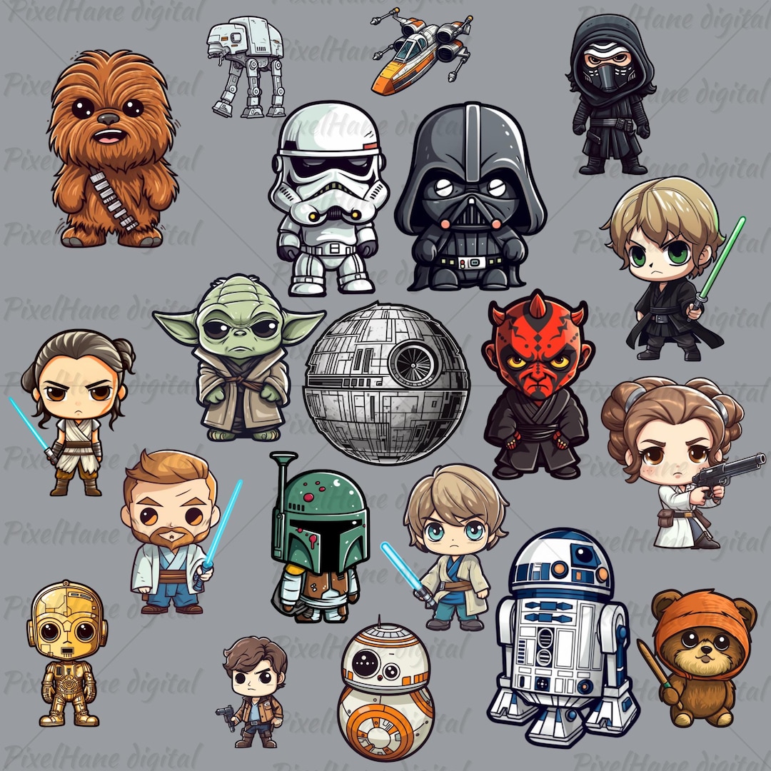 スターウォーズ PNG バンドル、かわいいスターウォーズ クリップアート