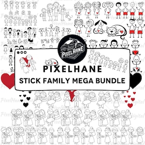 Stick Figure Family PNG Mega Bundle | Wedding, Kids, Pets | Cute Family Clipart for Sublimation, Cricut, Stickers, T-Shirts, Mugs, Digital