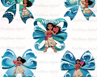 Moana Princess PNG Bundle, Disney Princess Clipart, Moana Bow PNG, Kids Girl Clipart, Sublimation Design, Cricut File, Disney Princess Moana