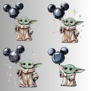 Grogu Balloon PNG Bundle, Star Wars Birthday Digital Download, Darth Vader Grogu Balloons, Mickey Ears PNG, Mandalorian Baloons, Birthday