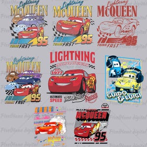 Personagens de Relâmpago McQueen, Tow Mater e Carros, Pacote de Clipart PNG de Carros, Desenhos de Sublimação de Desenhos Animados, Download Instantâneo