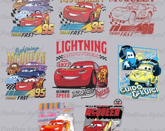 Lightning McQueen PNG Clipart Bundle: Cars Cartoon Designs (Digital Download)