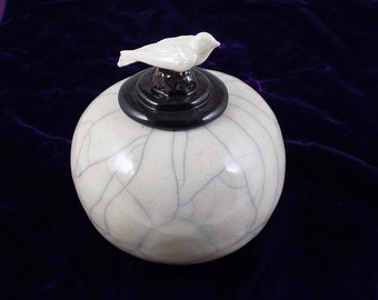 RAKU COIL POTTERY  Handmade Ceramic Pot Urn Cremation Home Decor