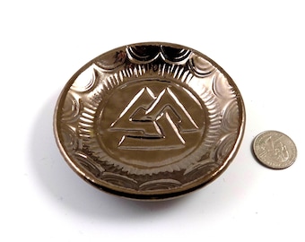 Viking Asatru Valknut Offering Bowl Handmade Ceramic Pottery