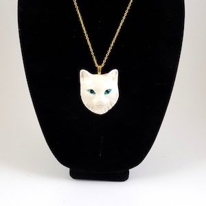 White Cat Pendant Ceramic Necklace