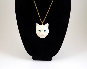 White Cat Pendant Ceramic Necklace