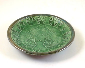 Goddess  Gaia  Offering Bowl Handmade Ceramic Raku Pottery