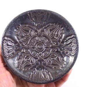 Buddhist Vajra or Dorje Offering Bowl Handmade Raku Pottery