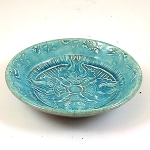 Buddhist Vajra or Dorje Offering Bowl Handmade Raku Pottery