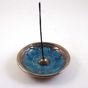 Lotus Incense Burner Handmade Raku Ceramic Pottery
