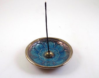 Lotus Incense Burner Handmade Raku Ceramic Pottery