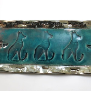 Egyptian Goddess Bast Bastet Raku  Handmade Ceramic Pottery