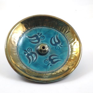 Raku Incense Burner Aum Handmade Ceramic Pottery