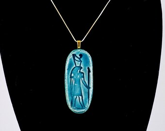 Egyptian God Horus Amulet Pendant Raku Pottery