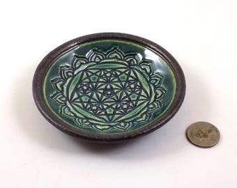 Pentagram Lotus Offering Bowl Handmade Ceramic Pottery