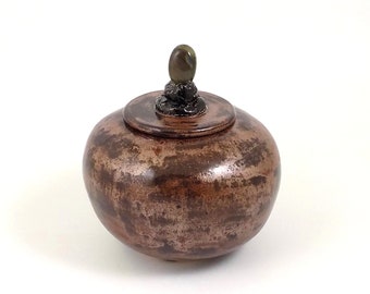 Coil Built Pot Urn With Polished Labradorite