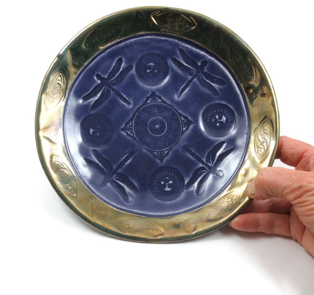Celtic Dragonfly Bowl Handmade Ceramic Raku Pottery - Etsy