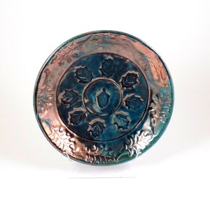 Raku Oak and Acorn Decorative Bowl