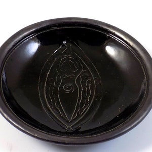 Goddess Moon Offering Bowl Handmade Raku Pottery