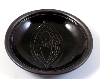 Goddess Moon Offering Bowl Handmade Raku Pottery