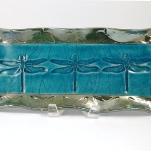 Dragonfly raku Tray Handmade in California USA