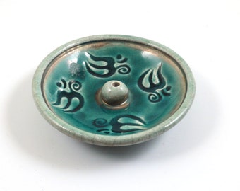 AUM Incense burner HANDMADE RAKU