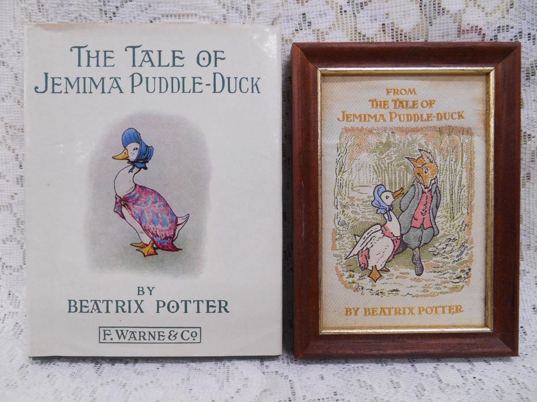 Vintage Beatrix Potter Jemima Puddleduck Collectible Framed Fabric