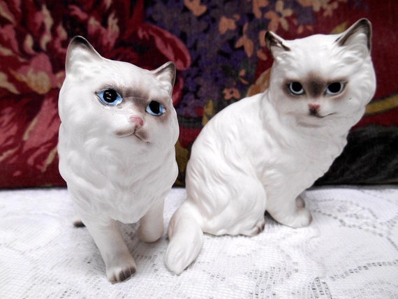 TWO Small Vintage Matte Glazed, Josef Originals, Ragdoll Cat Figurines, Figurine, Excellent Condition