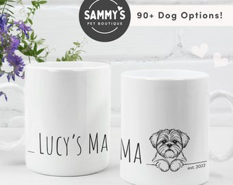 Custom Dog Face Mug with Name and Date, Personalized Dog Mug, Dog Mug Custom, Dog Mom Mug Personalized, Custom Dog Mom Gift, Dog Mom Gift