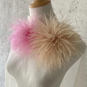 Natural Ostrich Feather Brooch | Handmade Feather Corsage | Luxury Wedding Accessory | Statement Piece for Gown, Bag, Hat