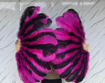 Abanico de plumas de avestruz personalizado: accesorio de escenario de dos tonos