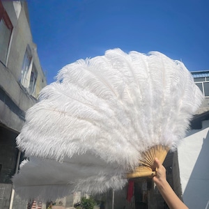 Großer Straußenfeder Fächer: Showgirl Bühnenrequisite
