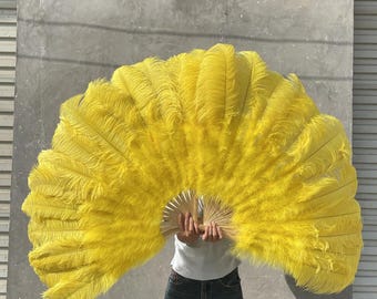 Abanico grande de plumas de avestruz: accesorio profesional para escenario, abanico para bailarinas, danza y fotografía, colores personalizables