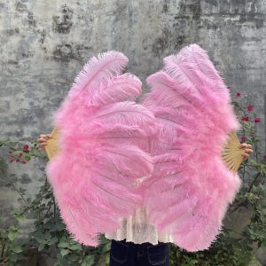 Large Handmade Ostrich Feather Fan, Showgirl Dance Prop, Customizable Colors