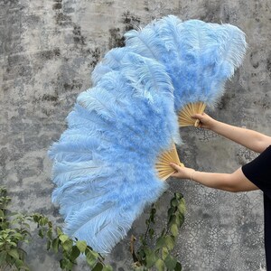 großes Straussenfeder Fächer Set (2 Stück) - Linke und Rechte Hand für Burlesque Tanz & Kostüme
