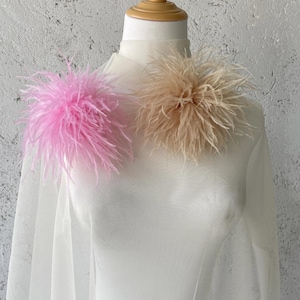 Natural Ostrich Feather Brooch | Handmade Feather Corsage | Luxury Wedding Accessory | Statement Piece for Gown, Bag, Hat
