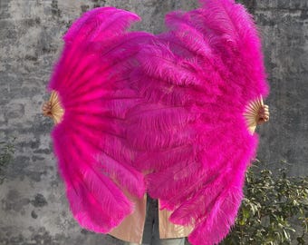 Handmade Ostrich Feather Fan a pair (Left + Right) for Performance Decor Fans
