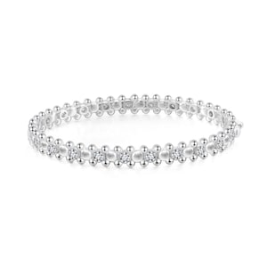 CERBERUS Bangle with Moissanites White Gold Vermeil