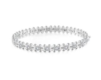 CERBERUS Bangle with Moissanites White Gold Vermeil