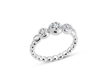 MORO RING White Gold Vermeil with Moissanites