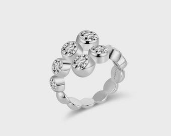 CELESTIAL ETERI DUALIS Ring White Gold Vermeil with Moissanites